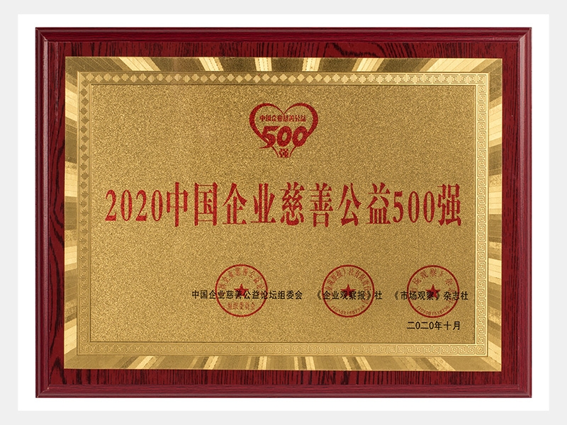 2020中國企業慈善公益500強-獎牌